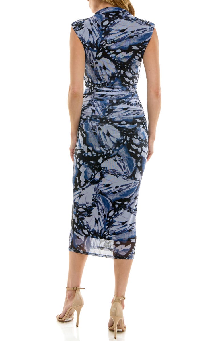 Socialite Mock Neck Cap Sleeve Mesh Midi Dress, Alternate, color, Lavender/ Black