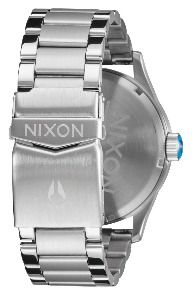 Nixon Sentry Bracelet Watch, 42mm, Alternate, color, Silver / Byron Blue Ombre