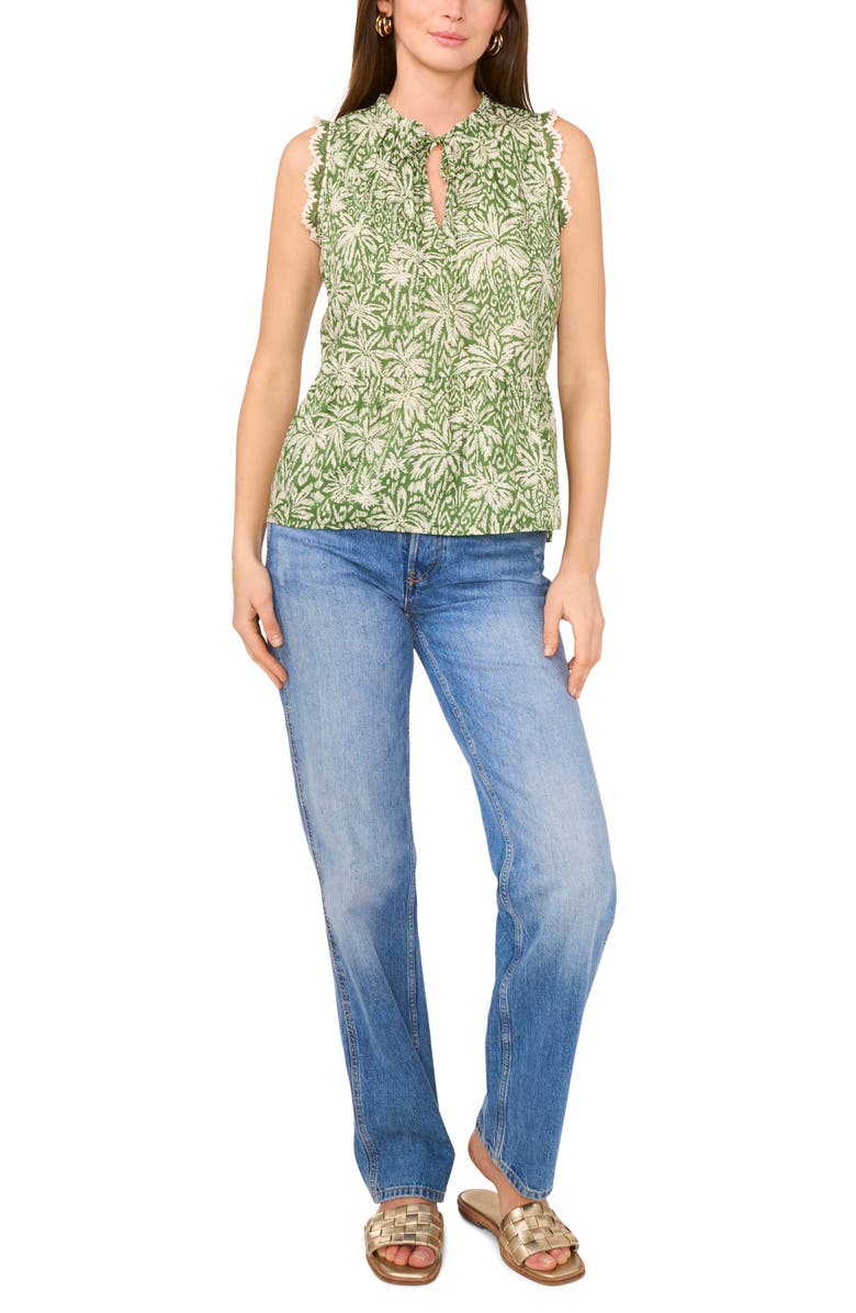Vince Camuto Palm Print Sleeveless Top, Alternate, color,