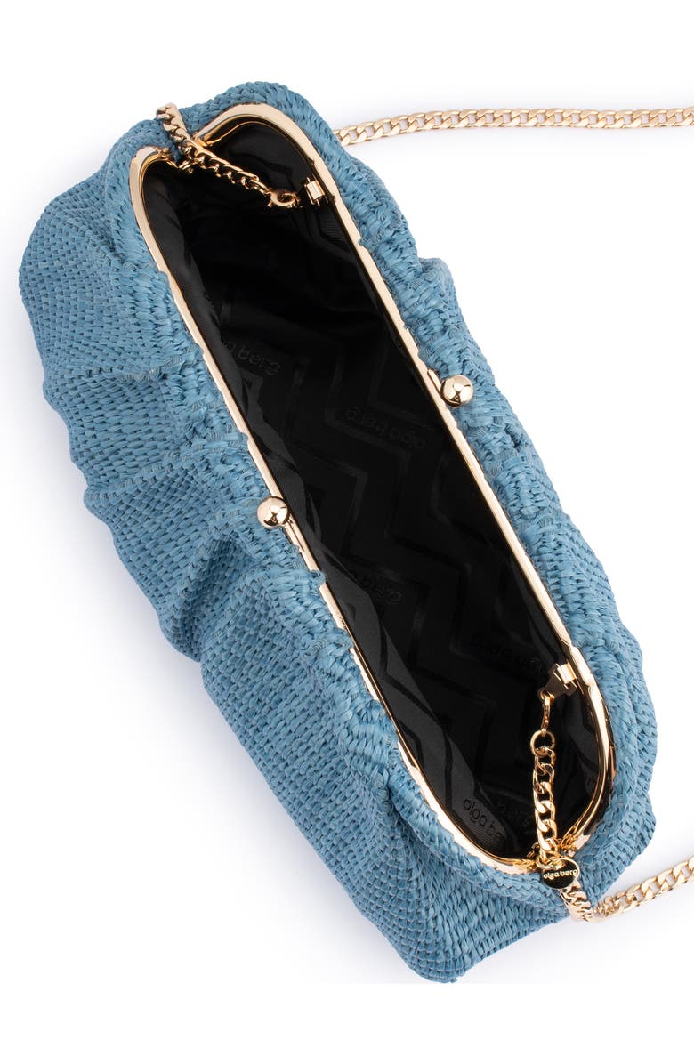Olga Berg Queenie Woven Gathered Frame Clutch, Alternate, color, Blue
