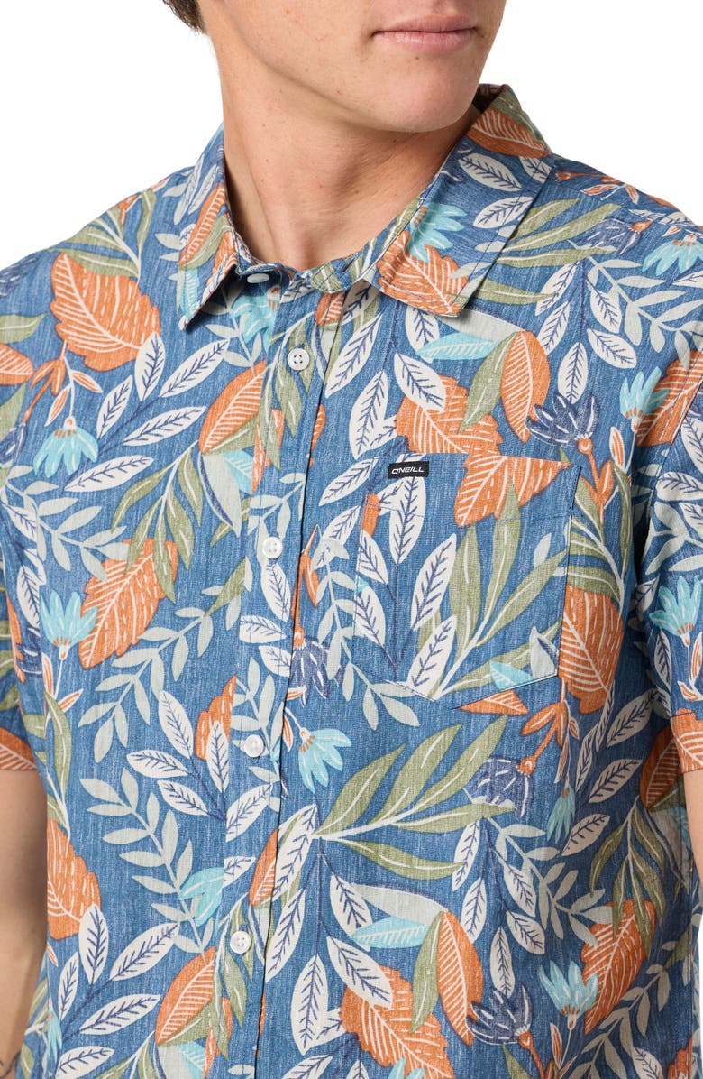 O'Neill Terrace Print Short Sleeve Button-Up Shirt, Alternate, color, Midnight Navy