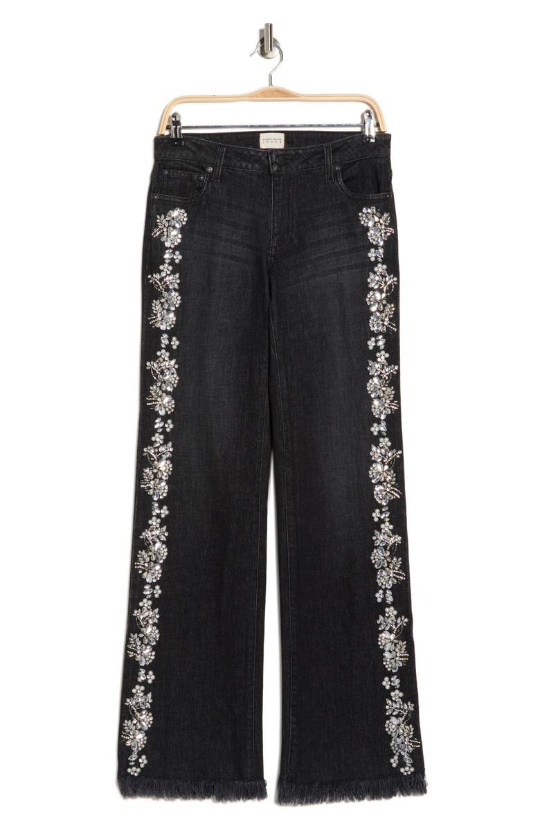 Alice + Olivia Roxie Embellished Low Rise Straight Leg Jeans, Alternate, color,
