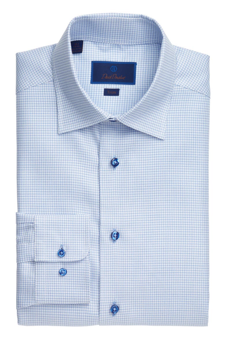 Trim Fit Check Dress Shirt, Alternate, color, BLUE