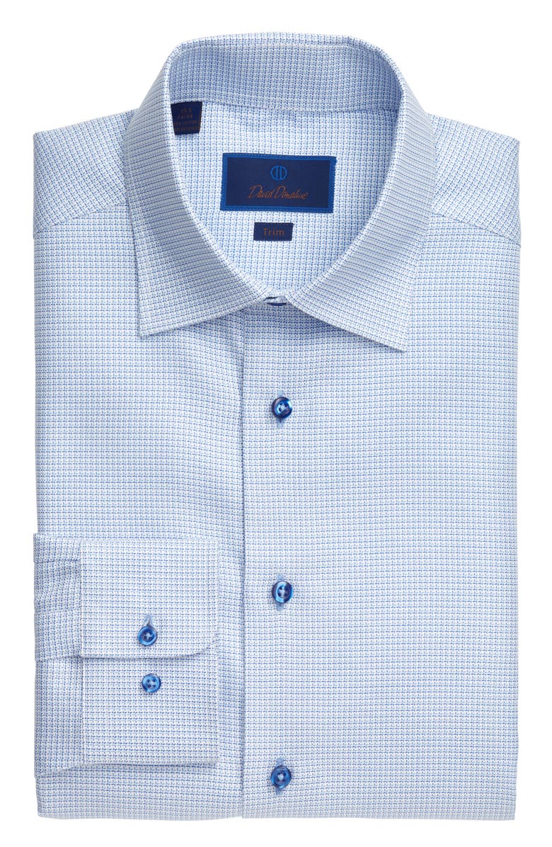 David Donahue Trim Fit Check Dress Shirt, Alternate, color, 