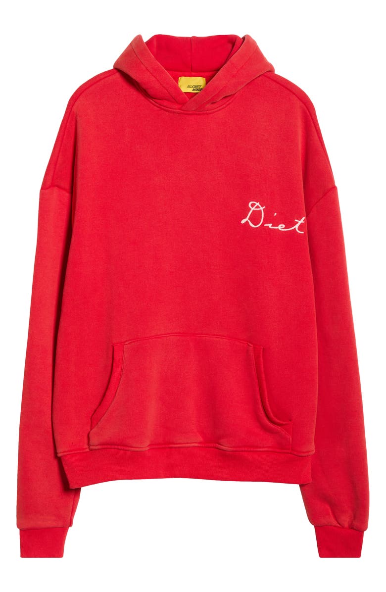 DIET STARTS MONDAY Chainstitch Cotton Hoodie, Alternate, color, Red