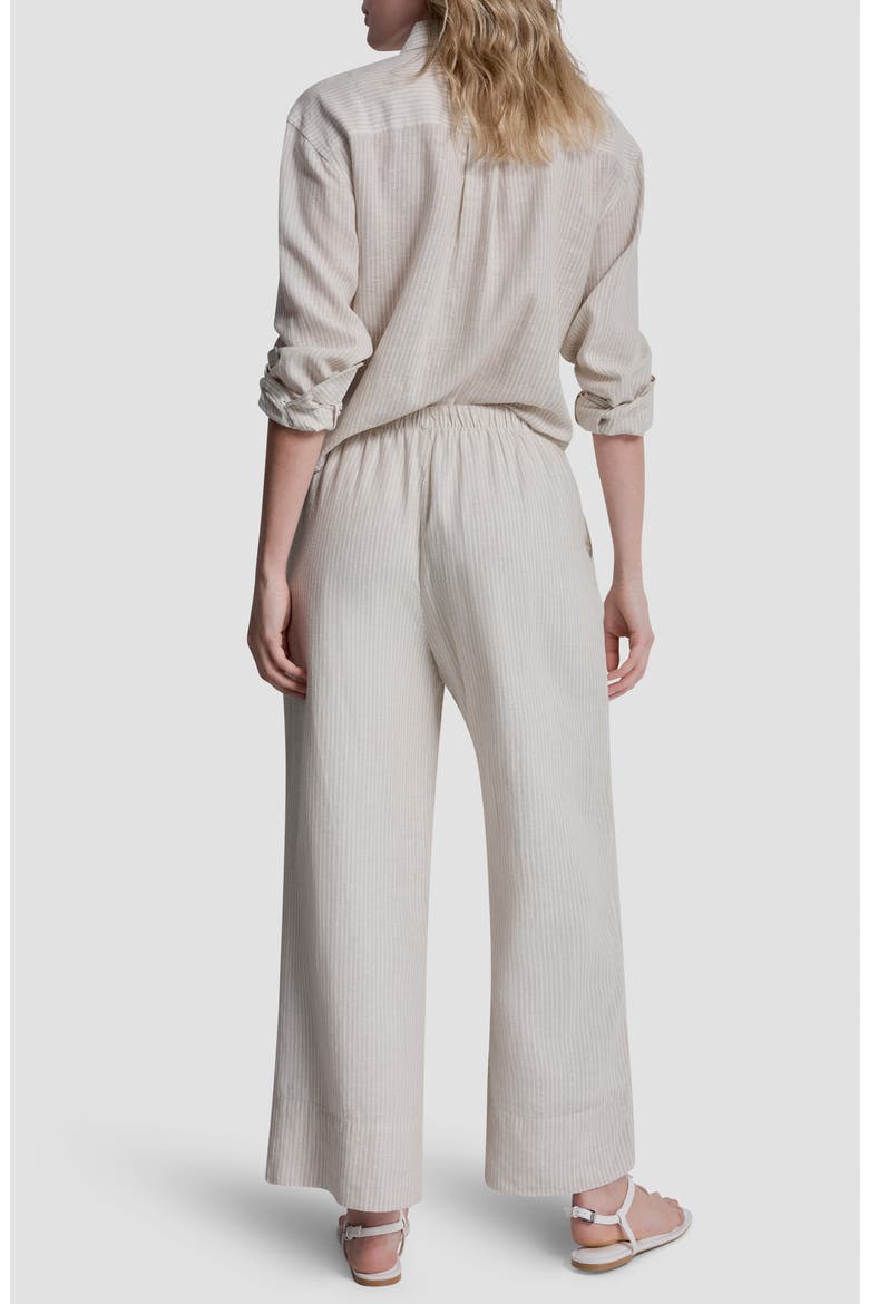 High Waist Linen Blend Pants, Alternate, color, PEBBLE/ IVORY