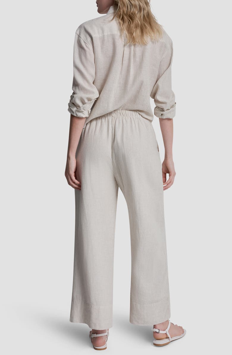DKNY Jeans High Waist Linen Blend Pants, Alternate, color, Pebble/ Ivory