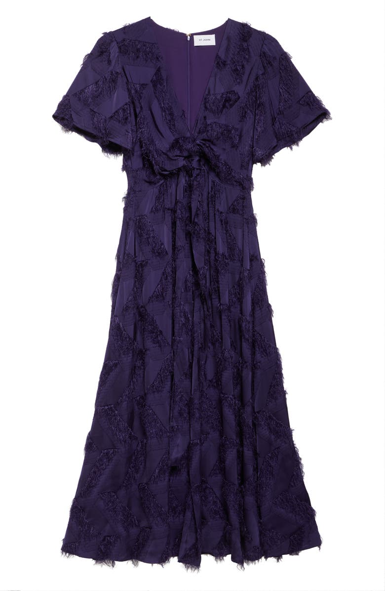 ST. JOHN Christy Geometric Fil Coupé Faux Wrap Dress, Alternate, color, Deep Purple