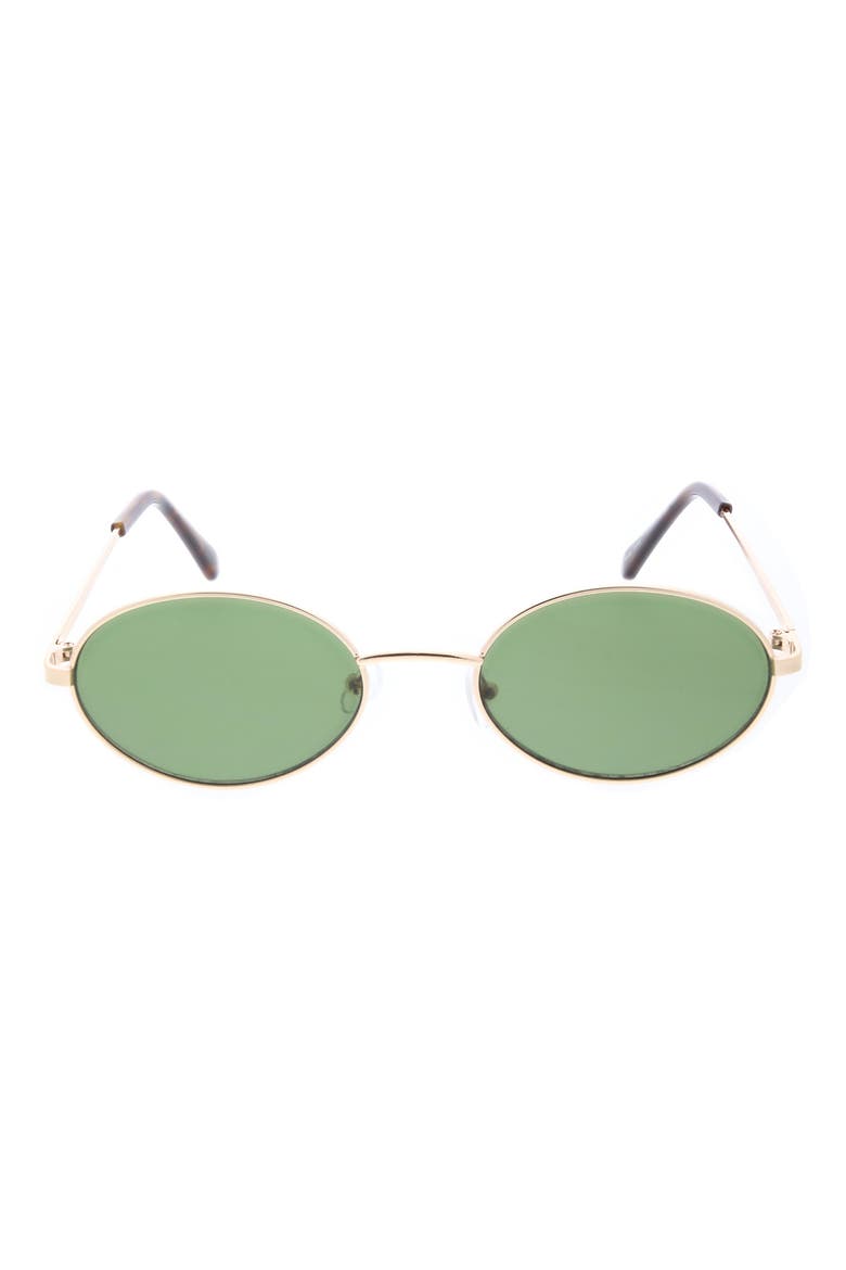 58mm Slim Metal Oval Sunglasses, Main, color, SHINY GOLD/GREEN