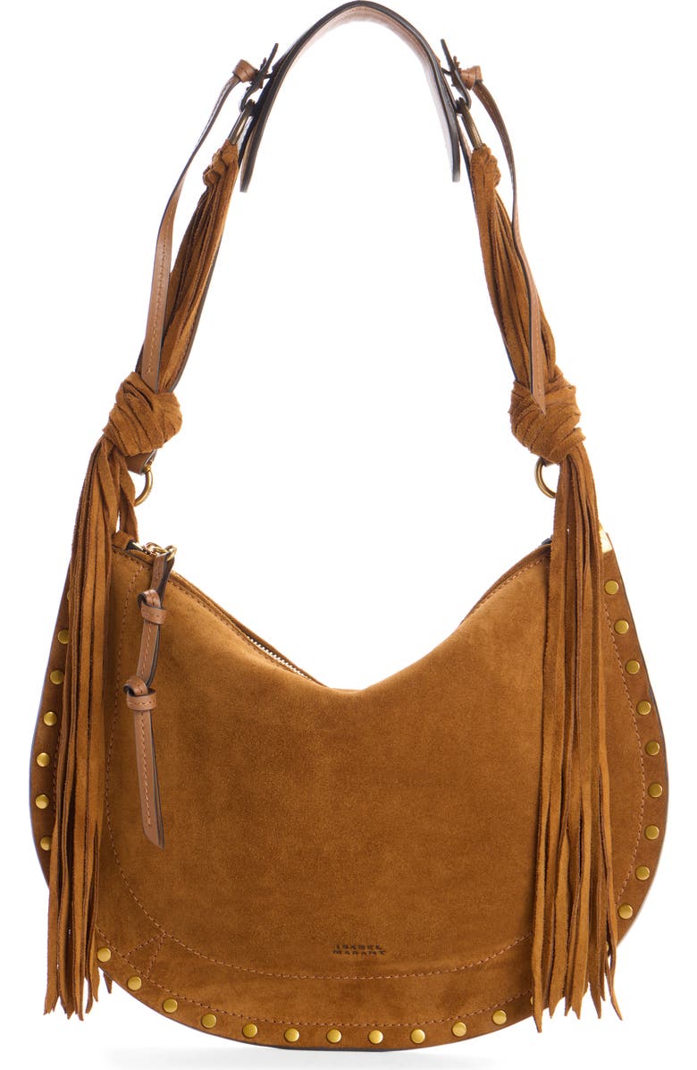 Isabel Marant Oskan Soft Suede Shoulder Bag, Main, color, Cognac