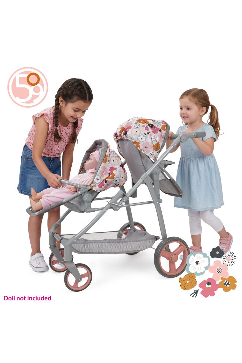 Melange Flora Twin Doll Shopper Pram Stroller, Alternate, color, Multicolored