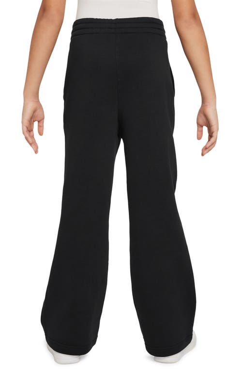 Nike Women's Sportswear Club Fleece Girls' Wide-leg Pants In Black/black/white
