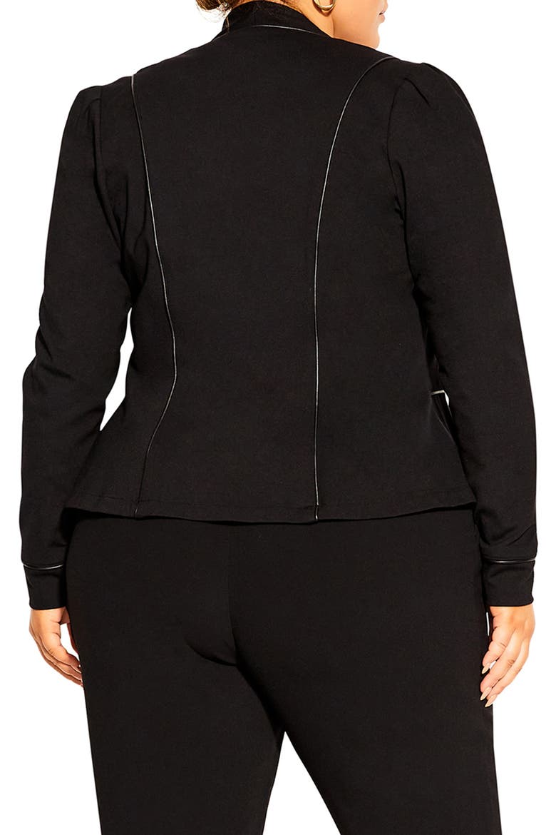 Piping Praise Ponté Knit Jacket, Alternate, color, BLACK
