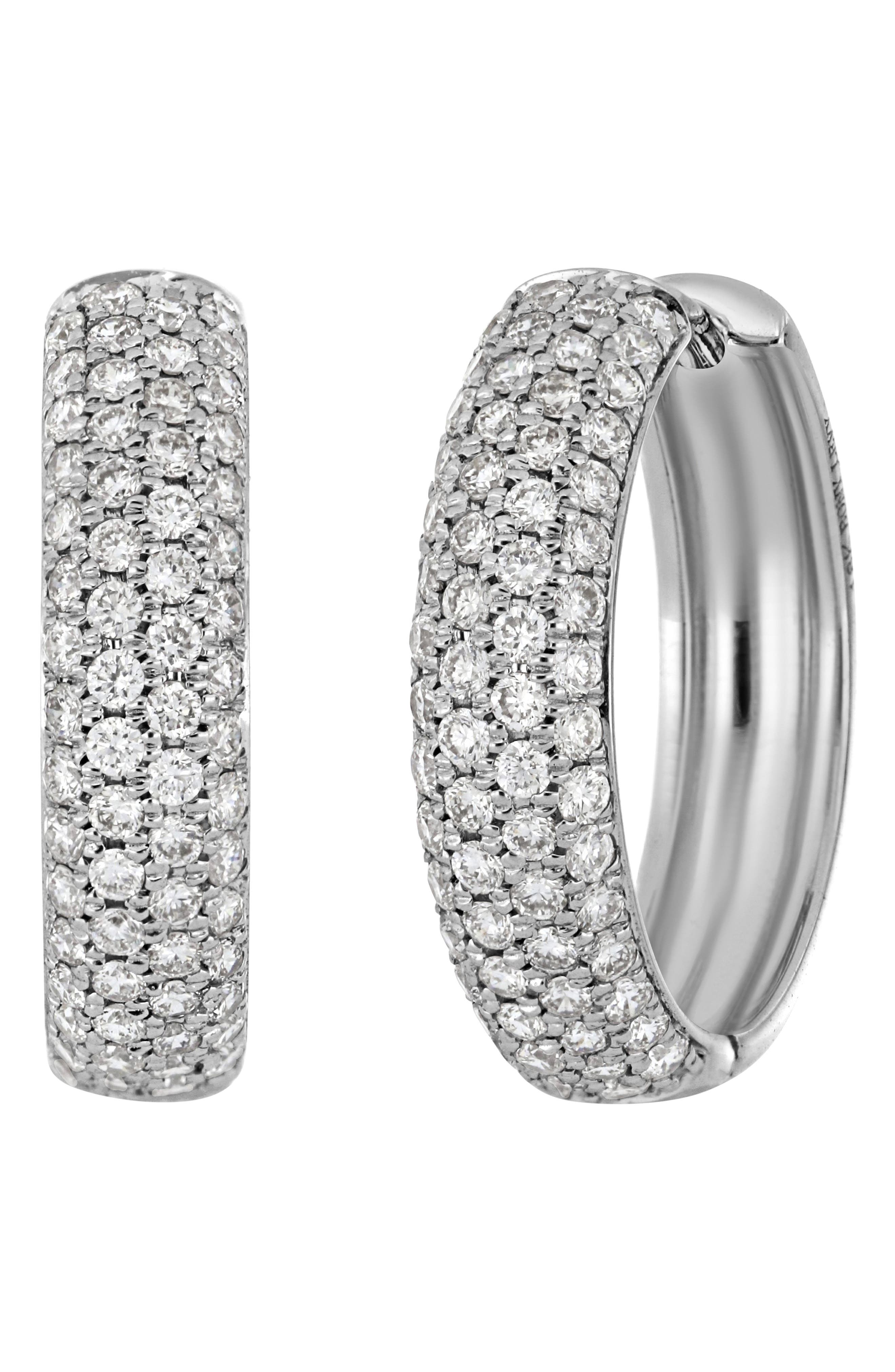 18k Gold Diamond Hoop Earrings