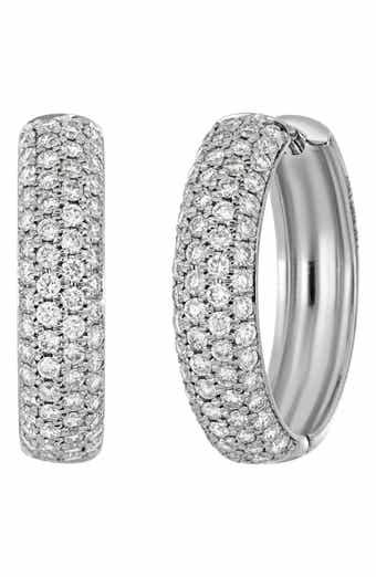 18k Gold Diamond Hoop Earrings