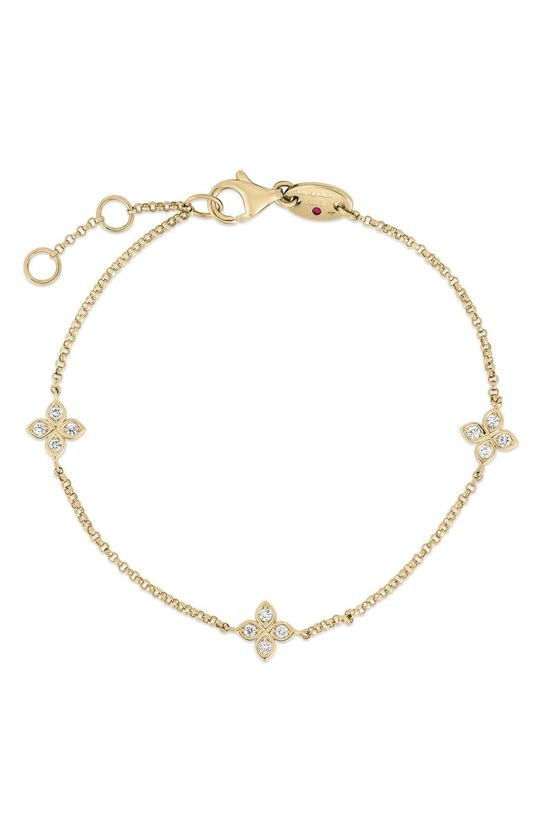 Roberto Coin Love by the Inch Diamond Flower Bracelet, Main, color, 