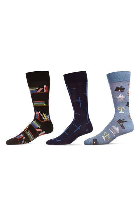 Professions Assorted 3-Pack Crew Socks