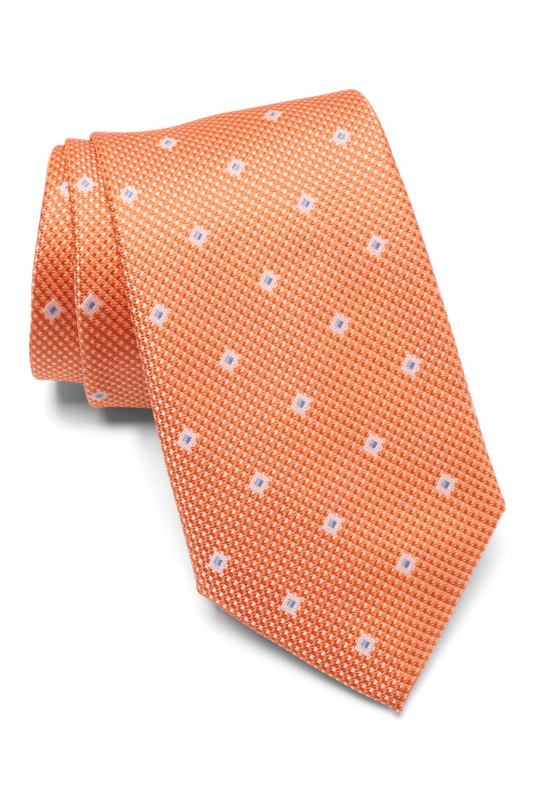 Loup Neat Satin Tie, Main, color, ORANGE
