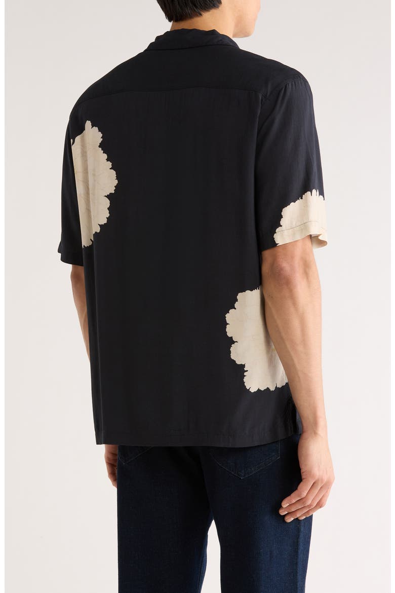 Fleur Camp Shirt, Alternate, color, BLACK