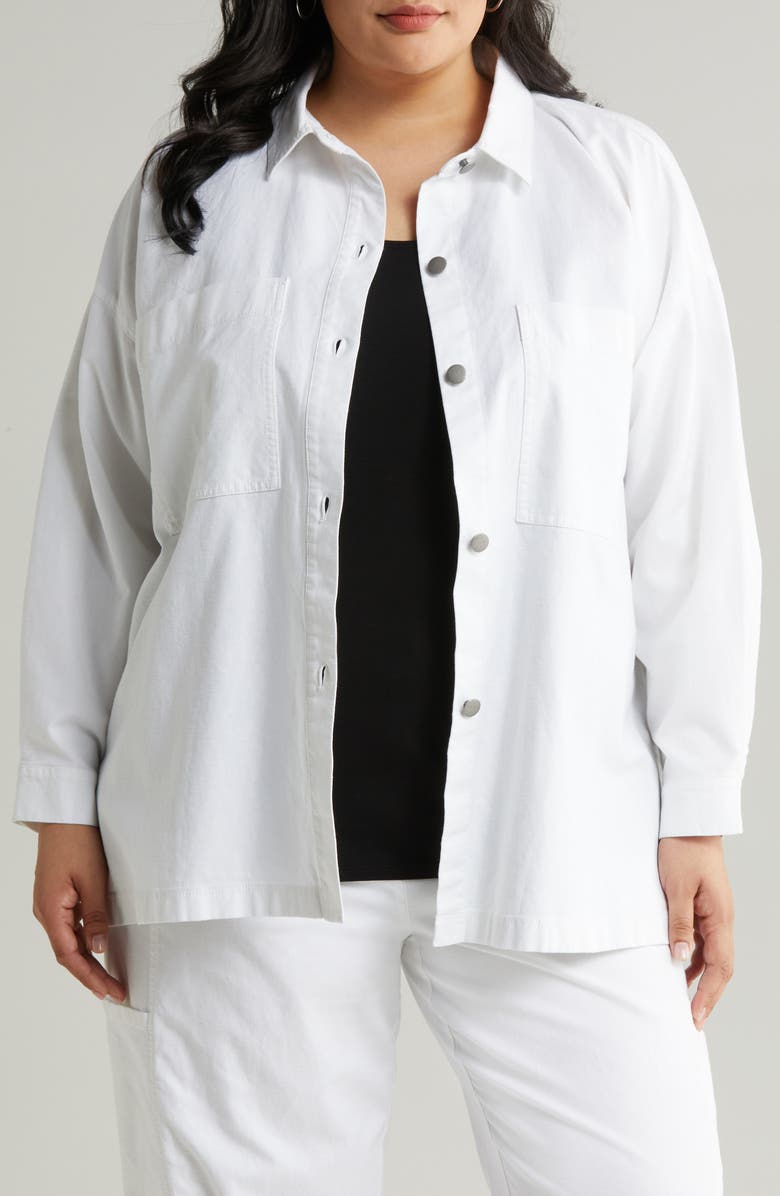 Eileen Fisher Boxy Stretch Organic Cotton & Hemp Shirt Jacket, Alternate, color, 