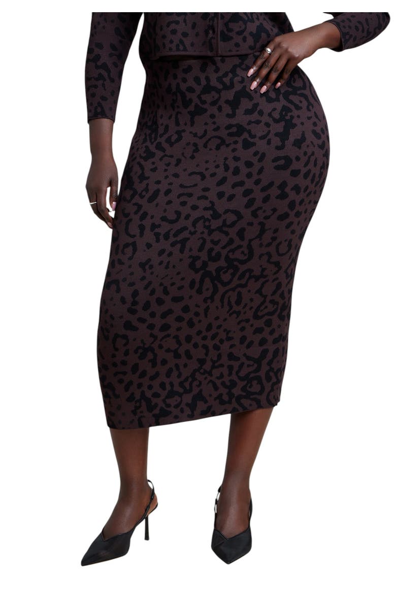 Sweater  Midi Skirt, Main, color, BROWN LEOPARD