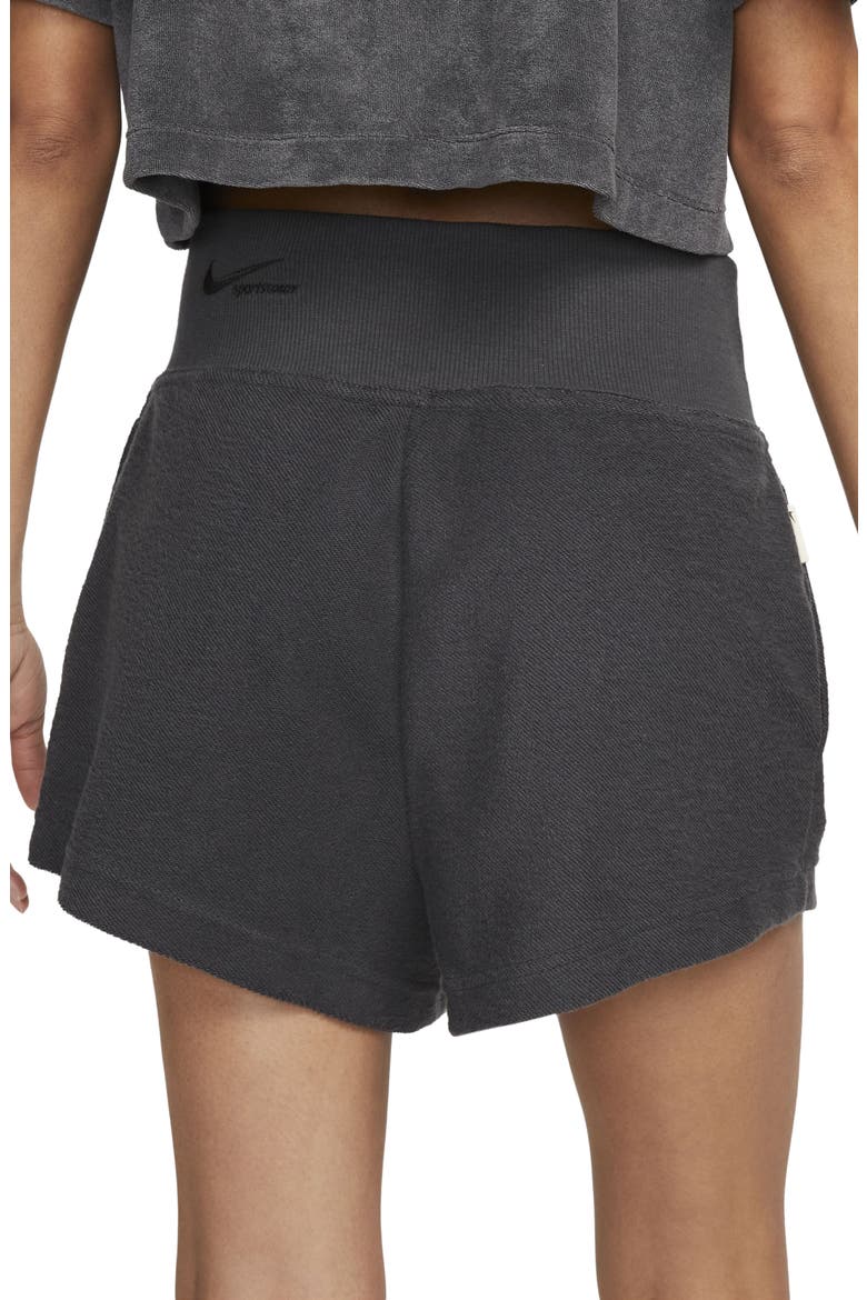High Waist Reverse French Terry Shorts, Alternate, color, ANTHRACITE /ANTHRACITE /BLACK