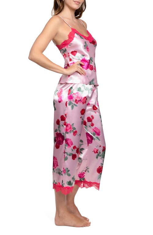 In Bloom By Jonquil Alyssa Lace Trim Strappy Crop Satin Pajamas In Pink