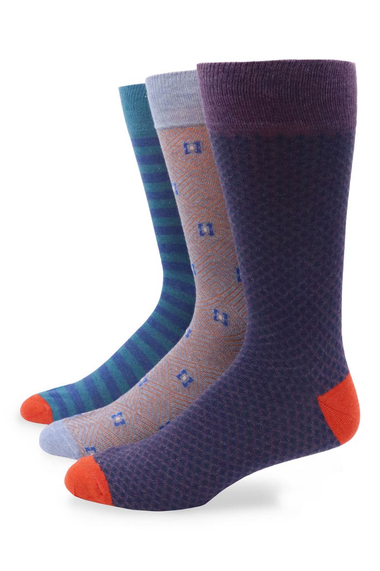 3-Pack Assorted Socks, Main, color, TEAL