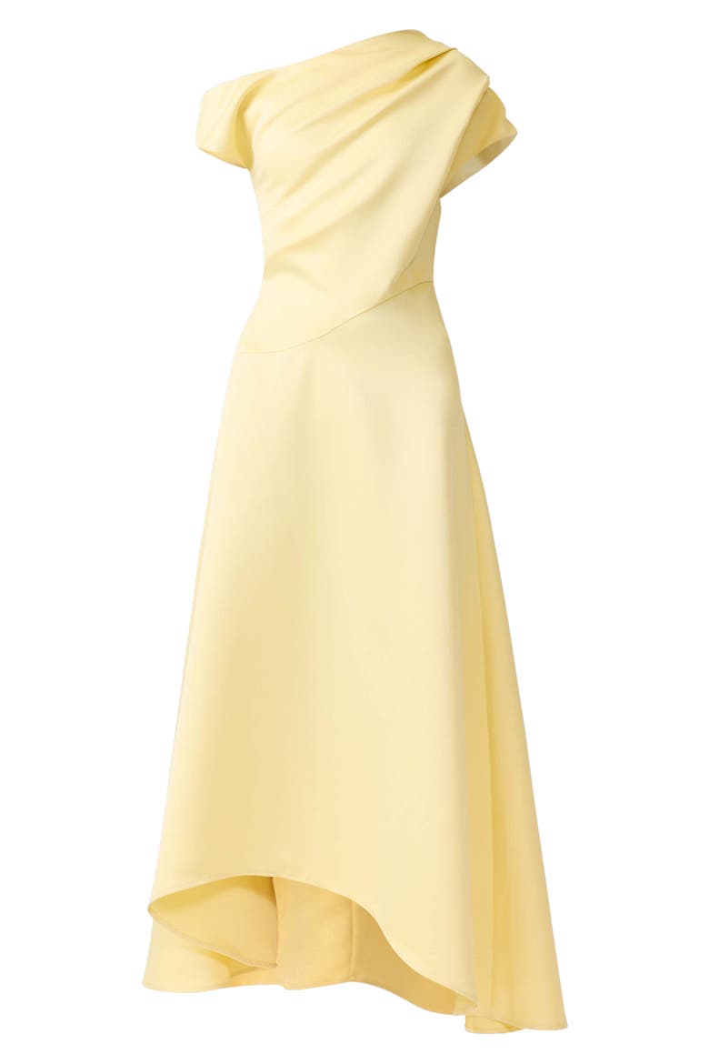 Marissa One-Shoulder Asymmetric Hem Duchess Satin Gown, Alternate, color, LEMON YELLOW