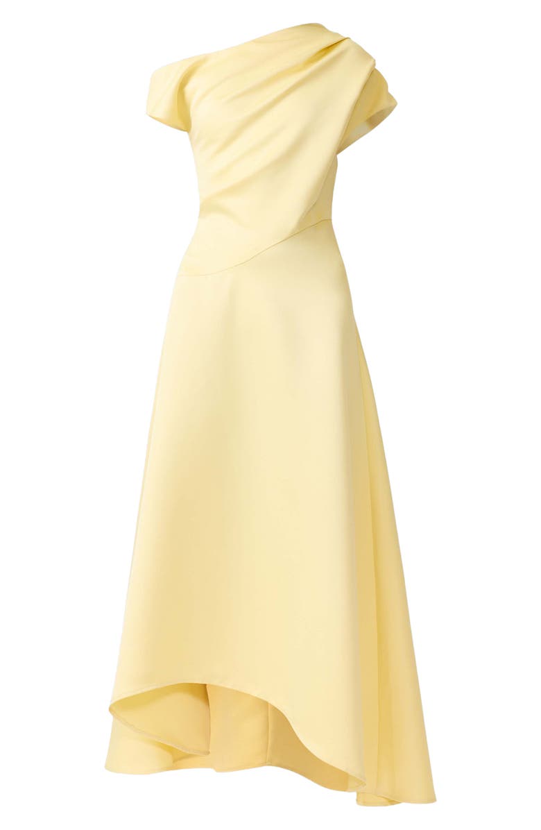 Elliatt Marissa One-Shoulder Asymmetric Hem Duchess Satin Gown, Alternate, color, Lemon Yellow
