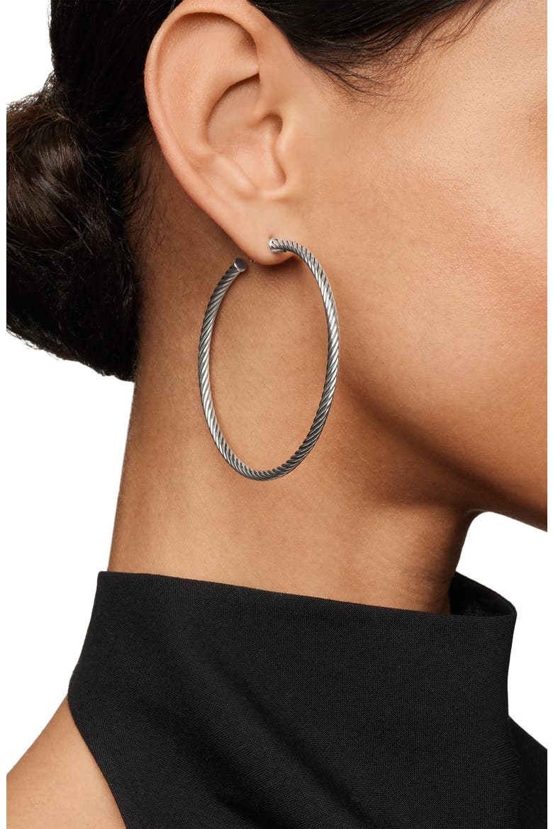Sculpted Cable Hoop Earrings, Alternate, color, SILVER
