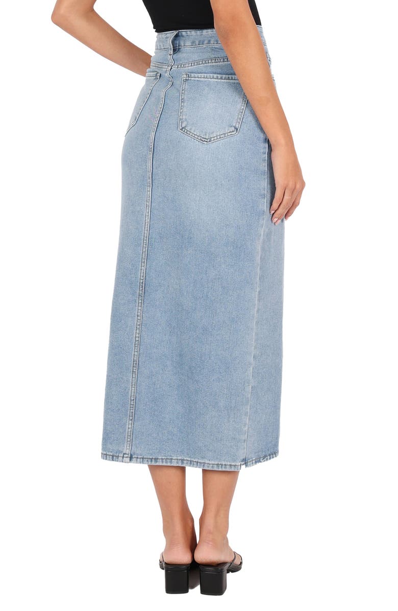 Petal & Pup Dana Front Slit Denim Midi Skirt, Alternate, color, Blue Wash
