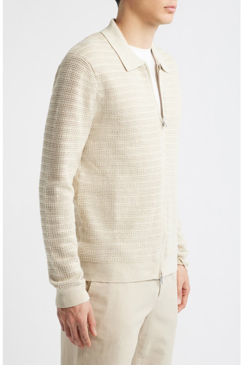 Gustav 60016 Zip Cardigan, Alternate, color, IVORY MOULINE