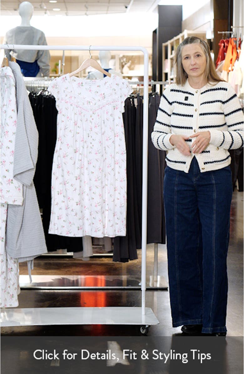 Floral Cap Sleeve Short Cotton Nightgown, sales video thumbnail