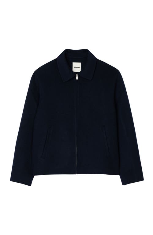Sandro Double-faced Wool Jacket In Royal Blue