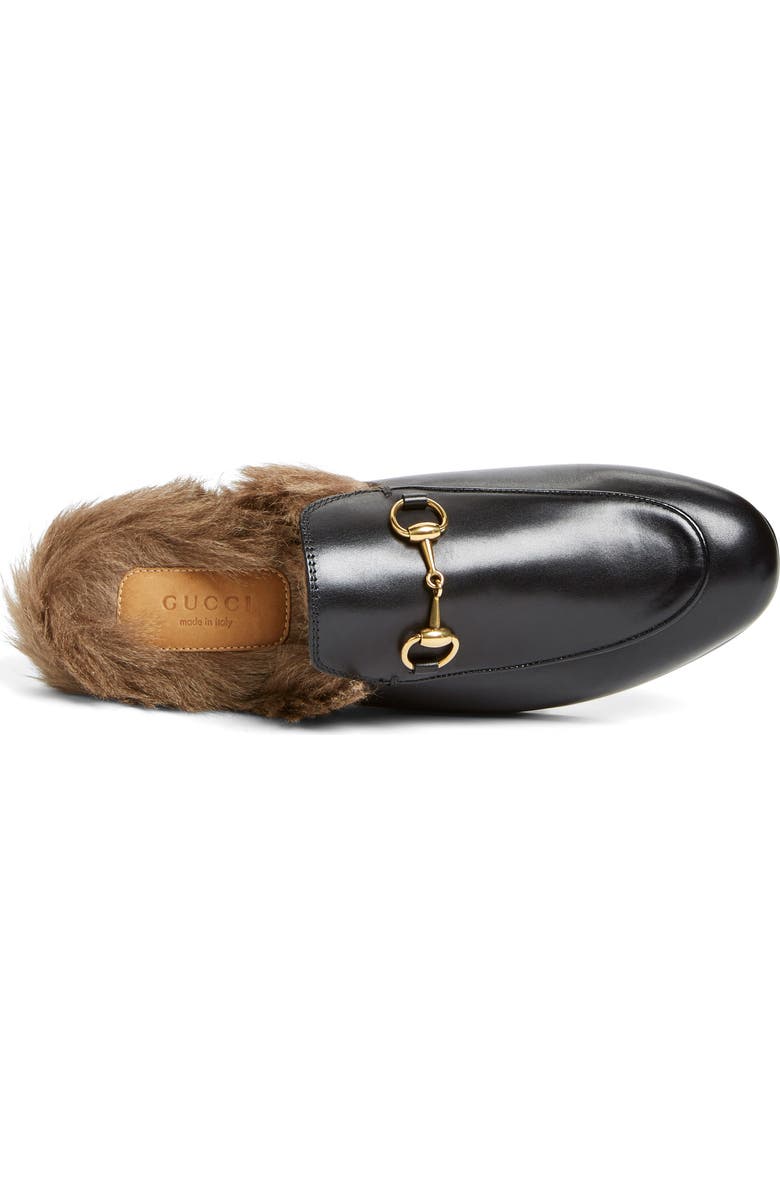 Gucci Princetown Genuine Shearling Loafer Mule, Alternate, color, Black