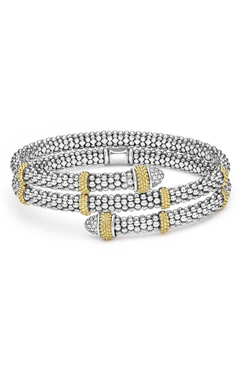 Two-Tone Caviar Diamond Versa Wrap Bracelet