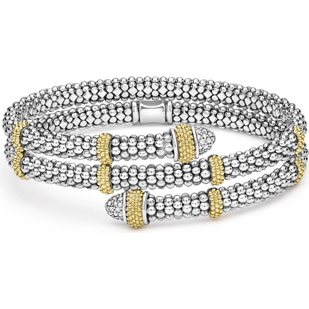 Lagos Two-tone Caviar Diamond Versa Wrap Bracelet In Metallic
