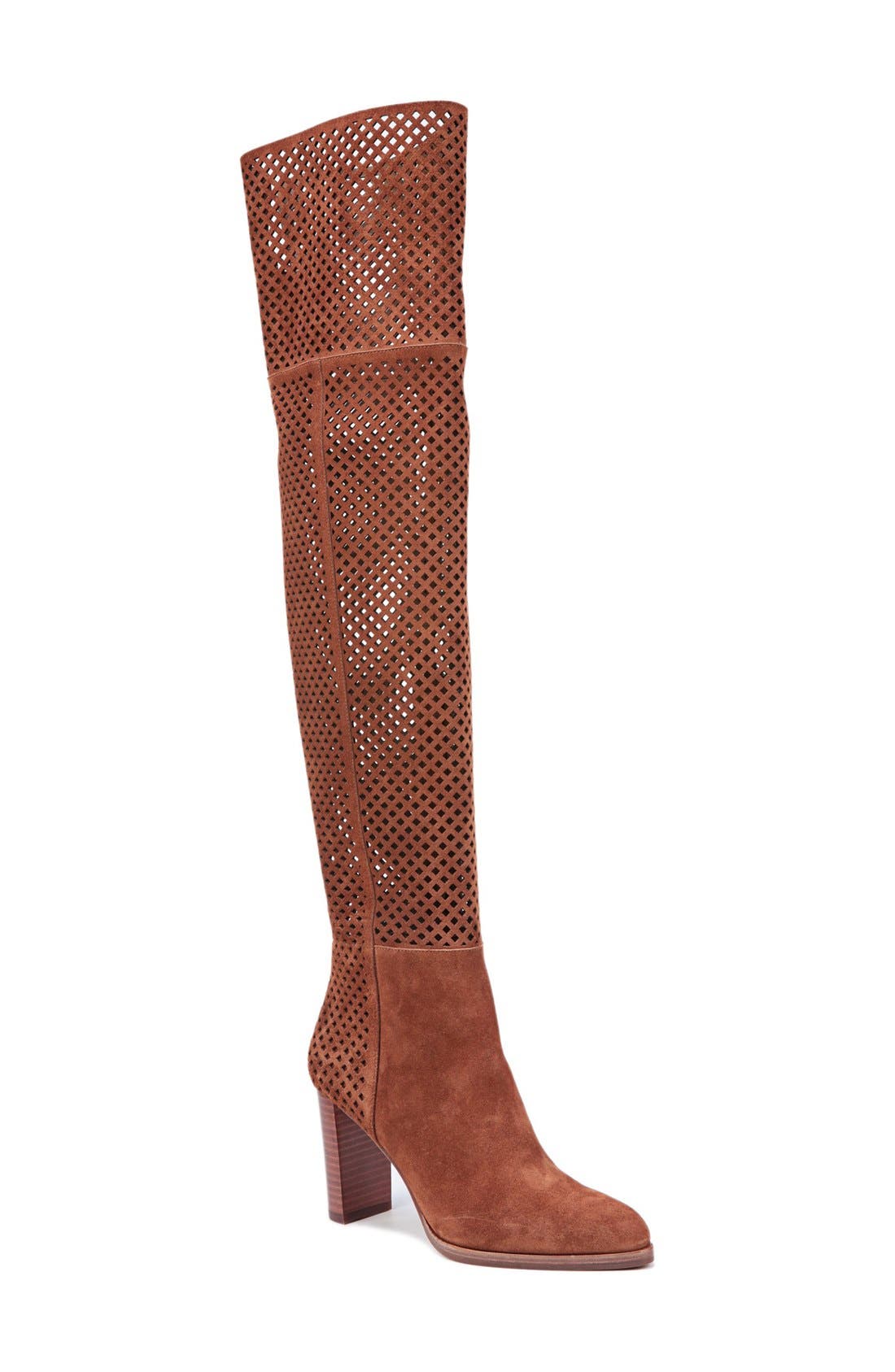 'Jolet' Perforated Over the Knee Boot, Main, color, WHIKSEY SUEDE