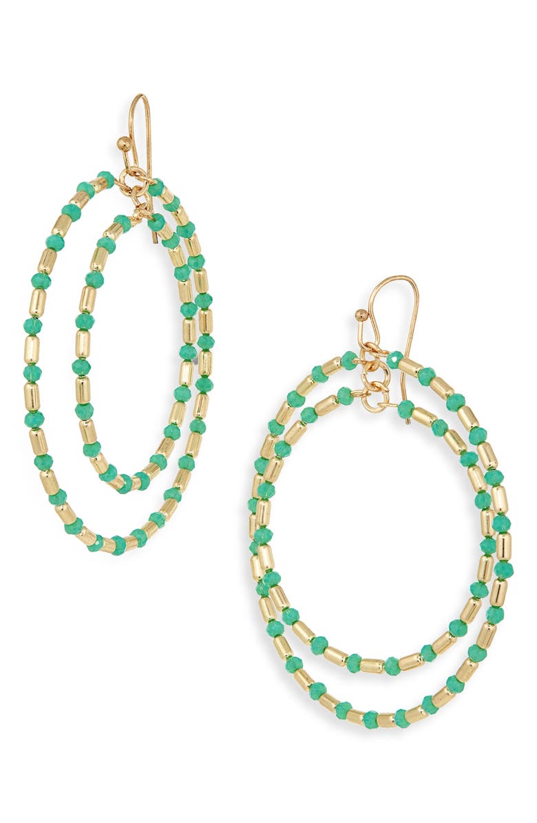 Cara Crystal Drop Earrings, Main, color, Turquoise