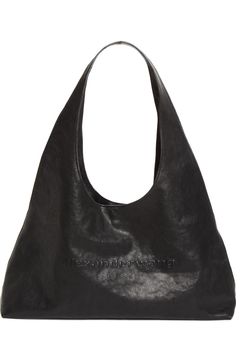 Alexander Wang Medium Pike Leather Hobo Bag, Main, color, Black