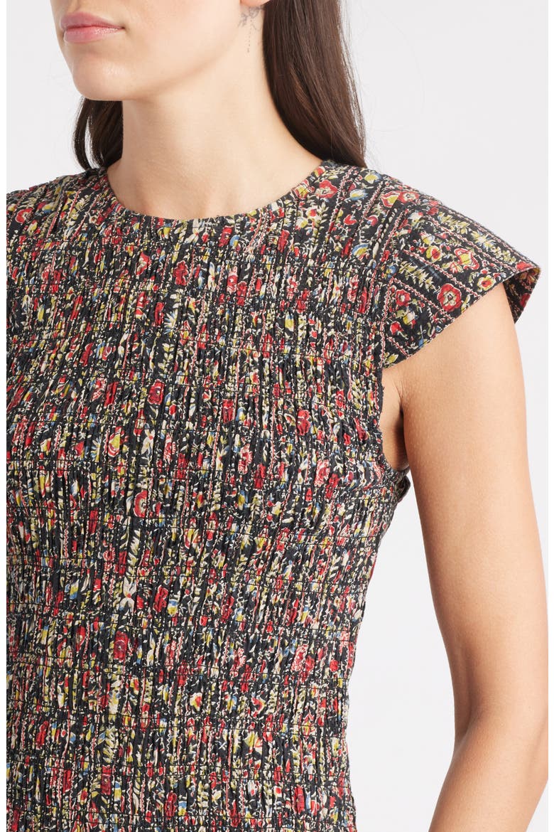 The Paramour Floral Print Midi Dress, Alternate, color, BLACK/ GARLAND PRINT