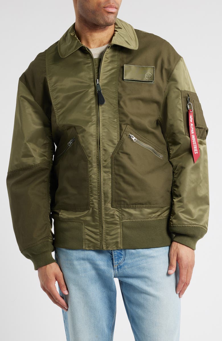Alpha Industries CWU 36/P Mod Mixed Media Jacket, Alternate, color, Og-107 Green