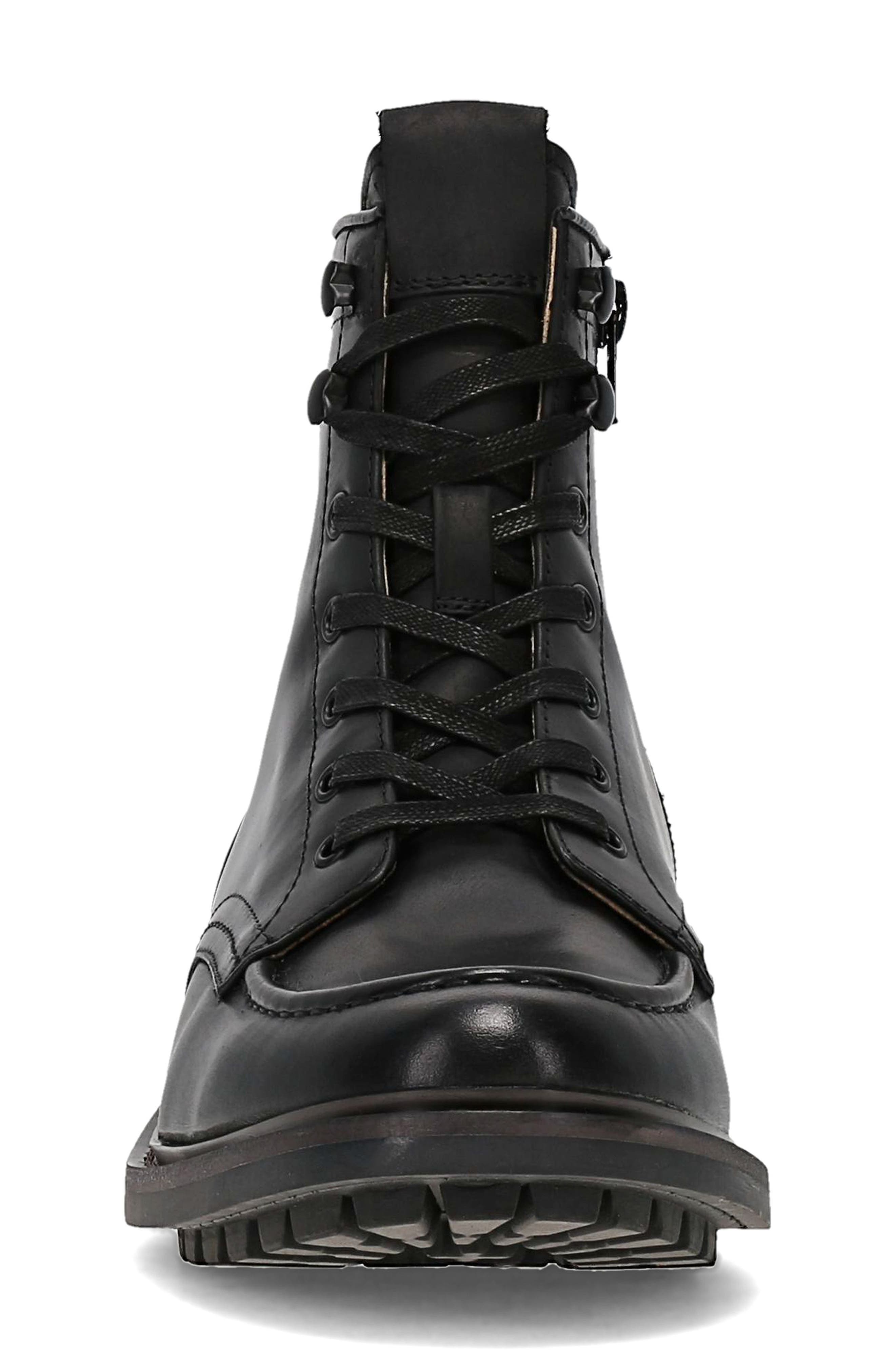 Dunn Moc Toe Leather Boot, Alternate, color, BLACK