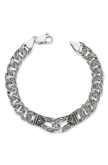 Yield Of Men Oxidized Sterling Silver Etched Link Bracelet In Metallic