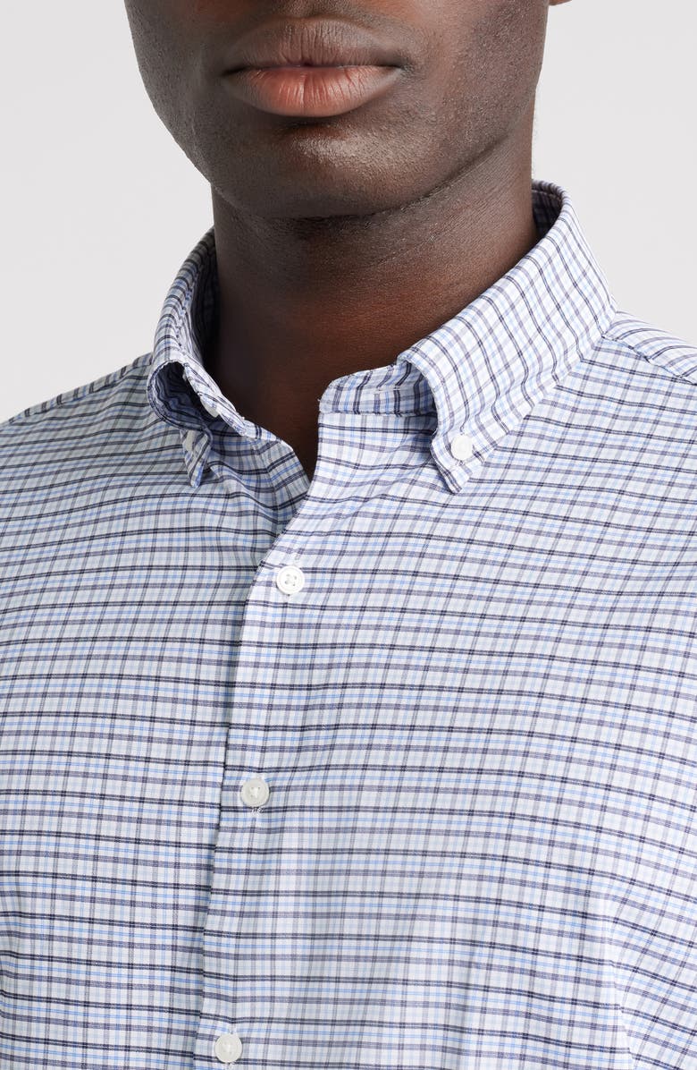 Peter Millar Leavenworth Check Performance Twill Button-Down Shirt, Alternate, color, Evening Tide