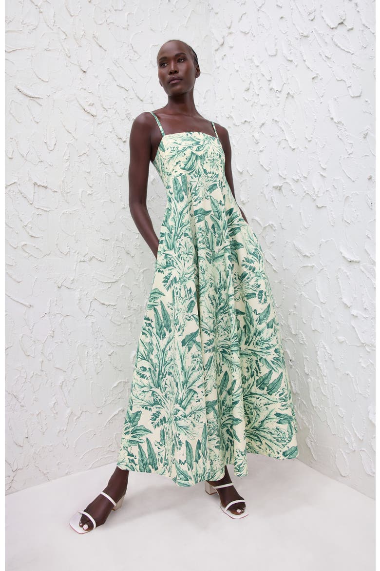 Toile Olive Oria Midi Dress Cotton Poplin, Alternate, color, Toile Olive