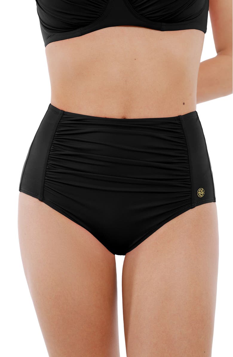 Popilush Shapewear Ruched Tummy Control Bikini Brief, Alternate, color, Midnight Black
