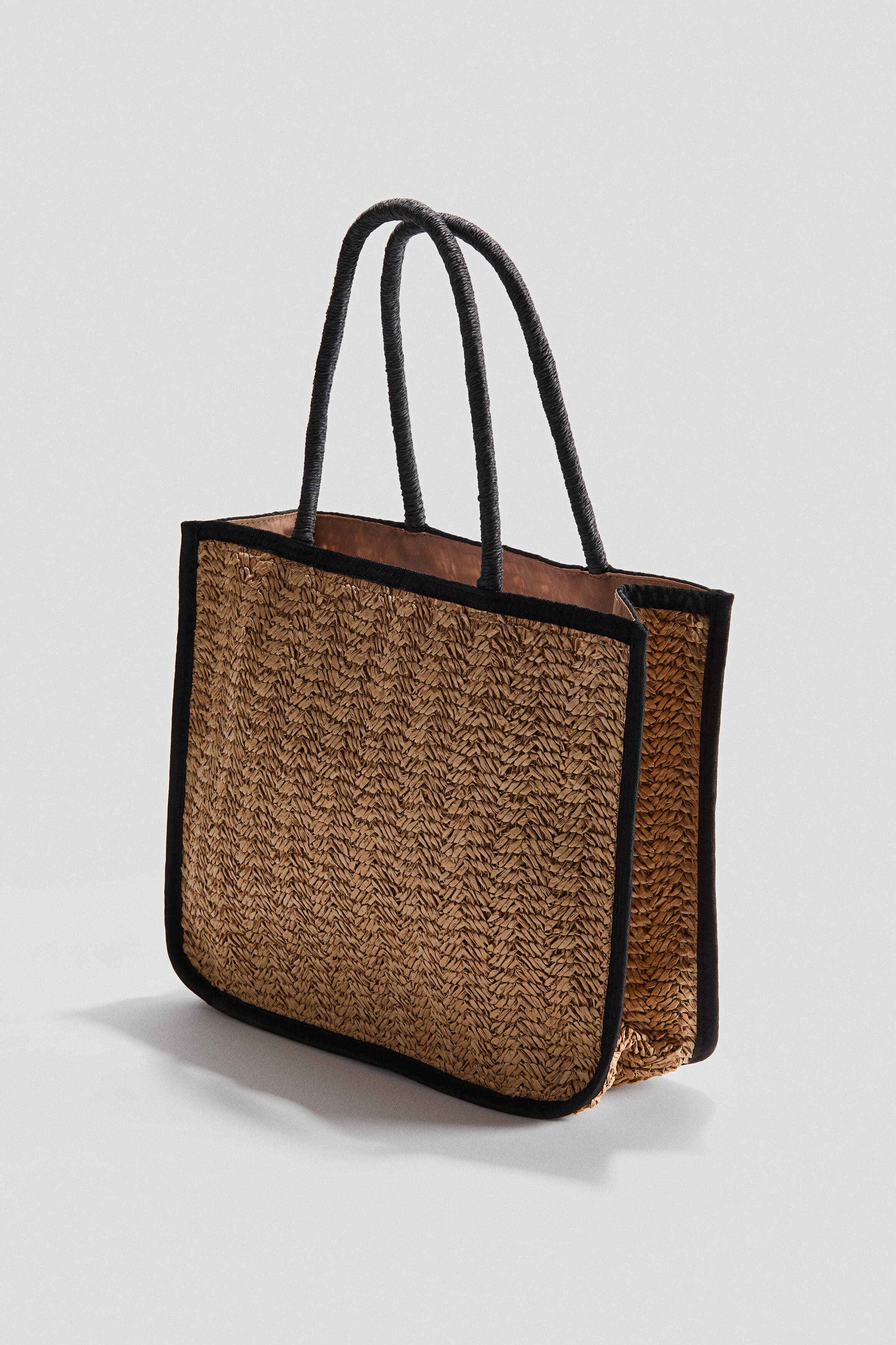 H&M Straw Shopper, Alternate, color, Beige/Black