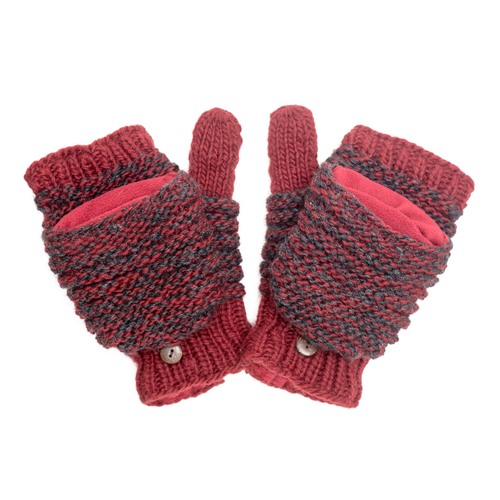 Nirvana Designs Speckle Knit Mittens In Burgundy